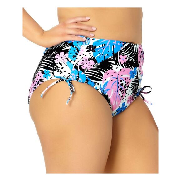 CALIFORNIA WAVES Women's White Cinched Tie High Waisted Swimsuit Bottom 2X - Picture 3 of 4